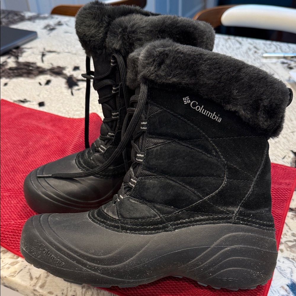 Columbia Women's Black Suede Fur-Trimmed and Cozy Lined Ice Maiden Boots
